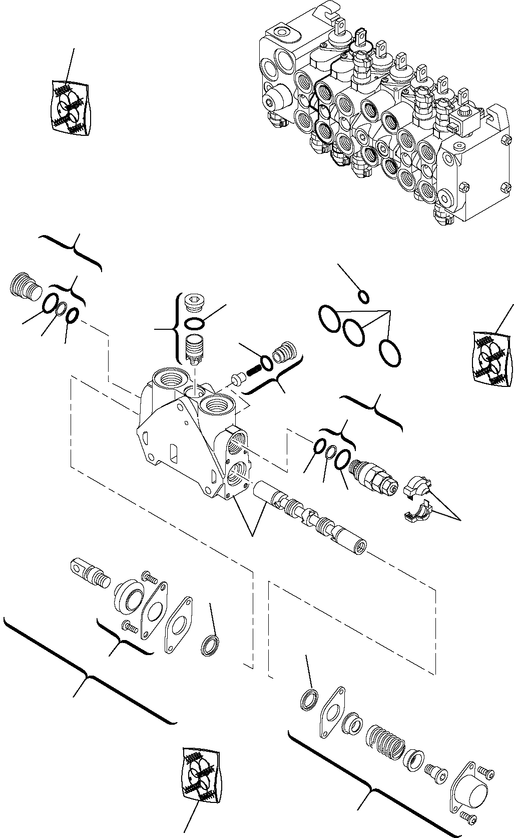 Backhoeloaders Komatsu / WB91R-5 S/N F00003-Up(wb91r5) / BACKHOE CONTROL VALVE (7-SPOOLS) (3/8)(F-0220 : 6260)