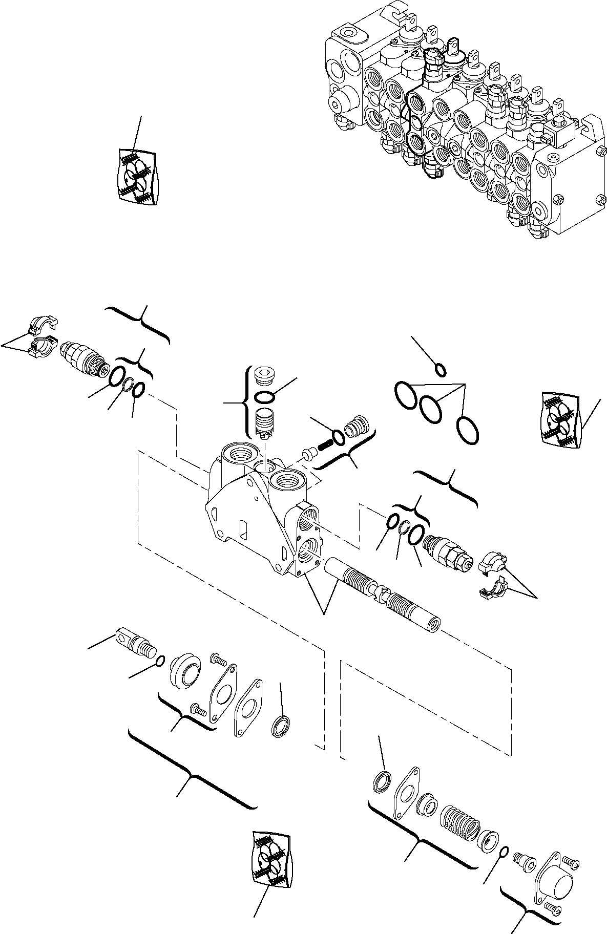 Backhoeloaders Komatsu / WB91R-5 S/N F00003-Up(wb91r5) / BACKHOE CONTROL VALVE (8-SPOOLS) (4/9)(F-0310 : 6315)