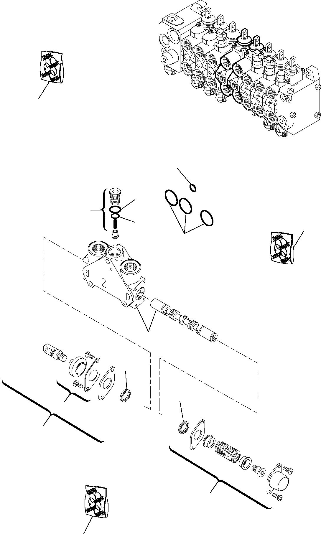Backhoeloaders Komatsu / WB91R-5 S/N F00003-Up(wb91r5) / BACKHOE CONTROL VALVE (8-SPOOLS) (5/9)(F-0320 : 6320)