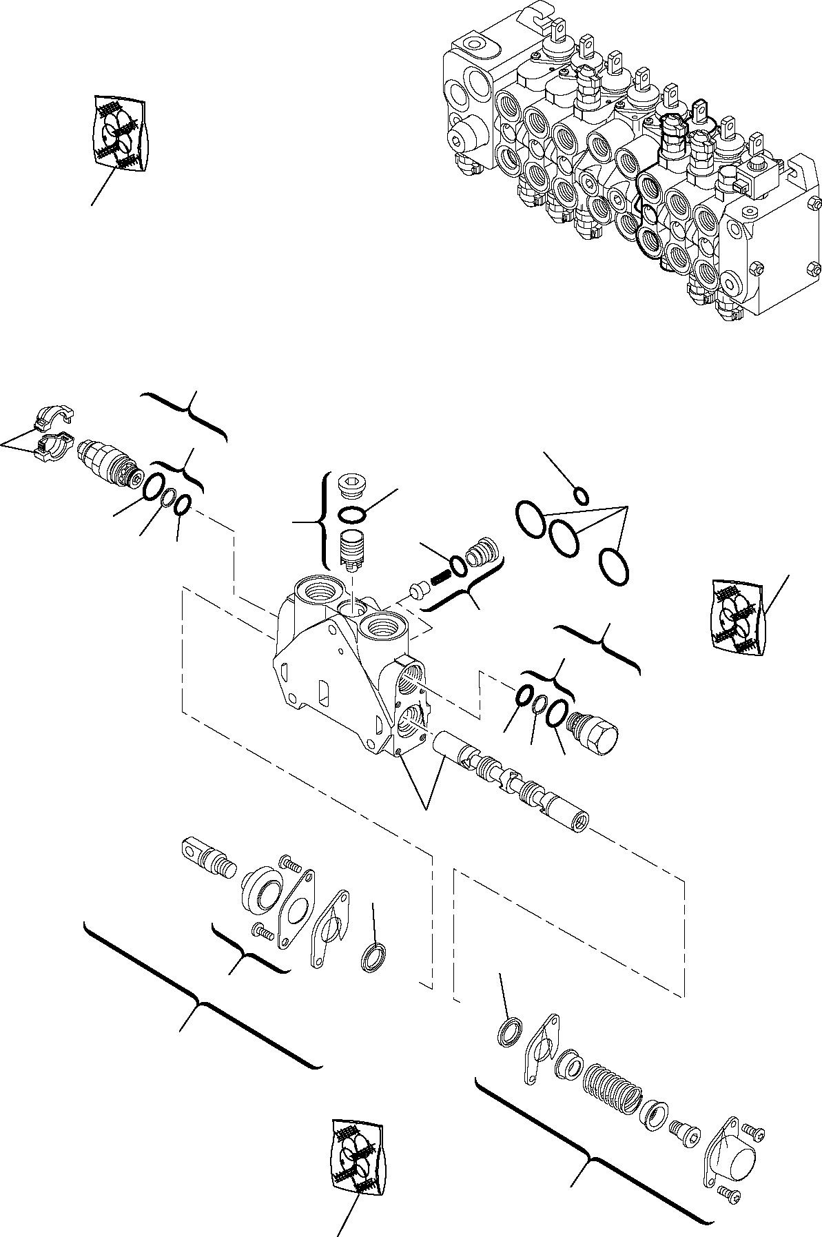 Backhoeloaders Komatsu / WB91R-5 S/N F00003-Up(wb91r5) / BACKHOE CONTROL VALVE (8-SPOOLS) (6/9)(F-0330 : 6325)