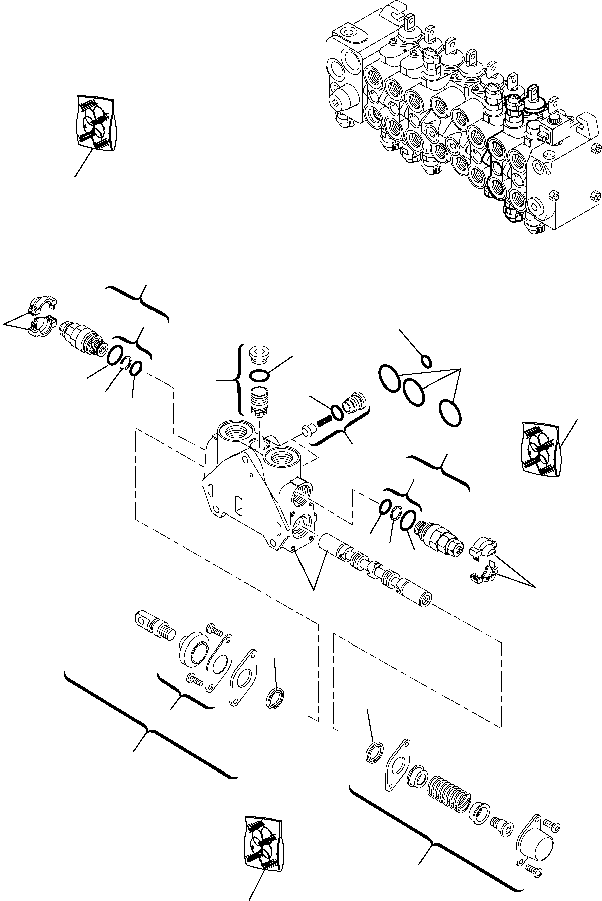 Backhoeloaders Komatsu / WB91R-5 S/N F00003-Up(wb91r5) / BACKHOE CONTROL VALVE (8-SPOOLS) (7/9)(F-0340 : 6330)