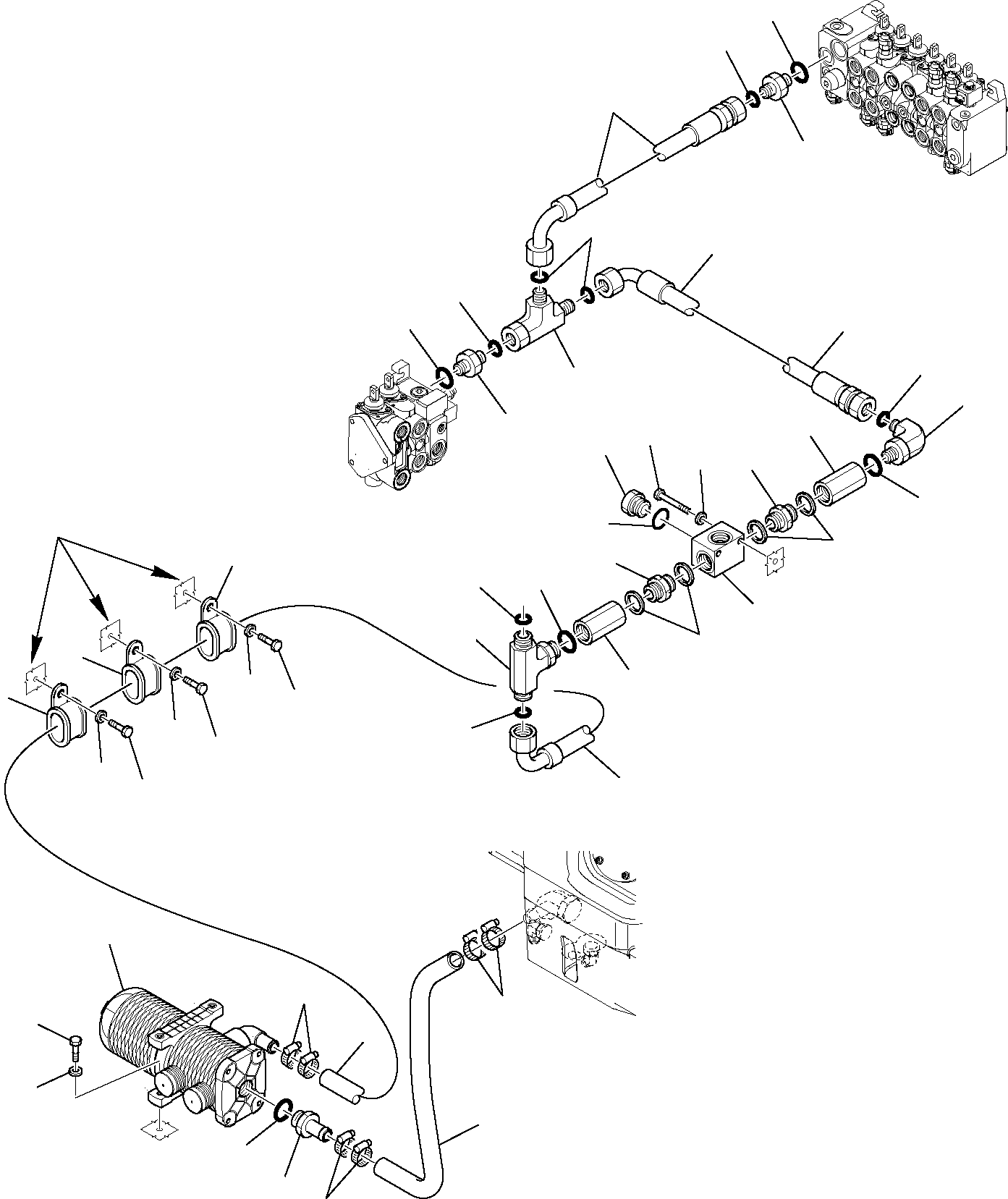 Backhoeloaders Komatsu / WB91R-5 S/N F00003-Up(wb91r5) / HYDRAULIC PIPING (RETURN LINE) (1/3)(F-0410 : 6415)