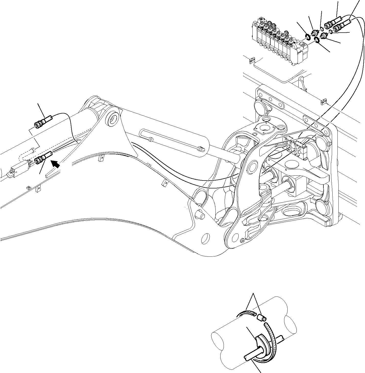 Backhoeloaders Komatsu / WB91R-5 S/N F00003-Up(wb91r5) / HYDRAULIC PIPING (ARM LINE) (SAFETY VALVE) (1/2)(F-0593 : 6735)