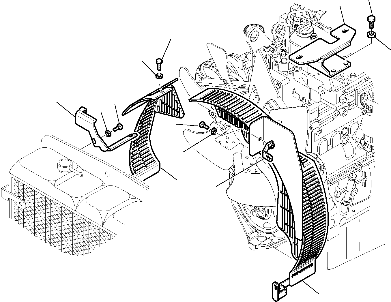 Backhoeloaders Komatsu / WB93R-5 S/N F50003-Up(wb93r5) / FAN GUARD (FOR AIR CONDITIONER)(B-0100 : 1230)