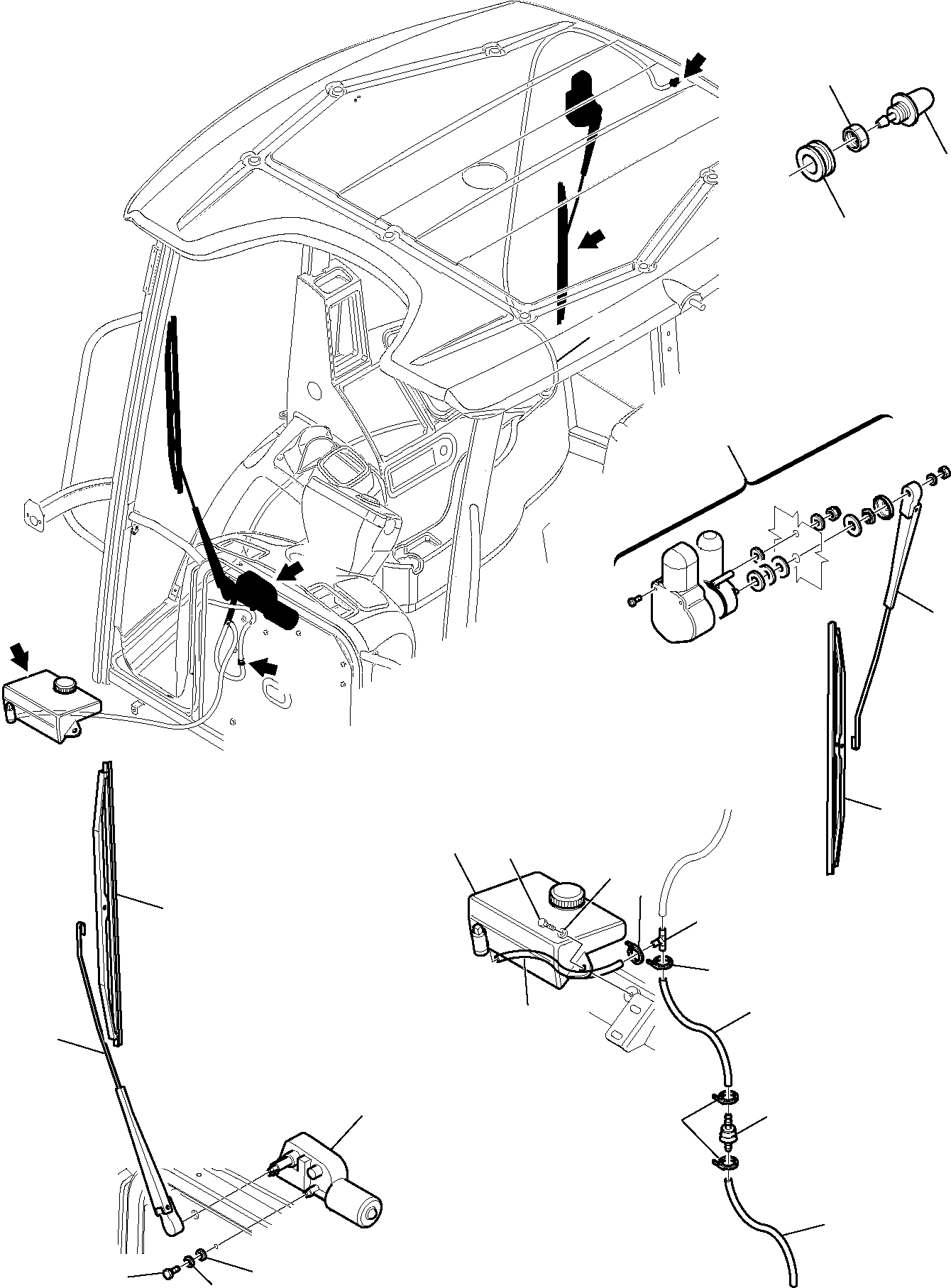 Backhoeloaders Komatsu / WB93R-5 S/N F50003-Up(wb93r5) / WINDSCREEN WIPER, SYSTEM(E-0270 : 5280)
