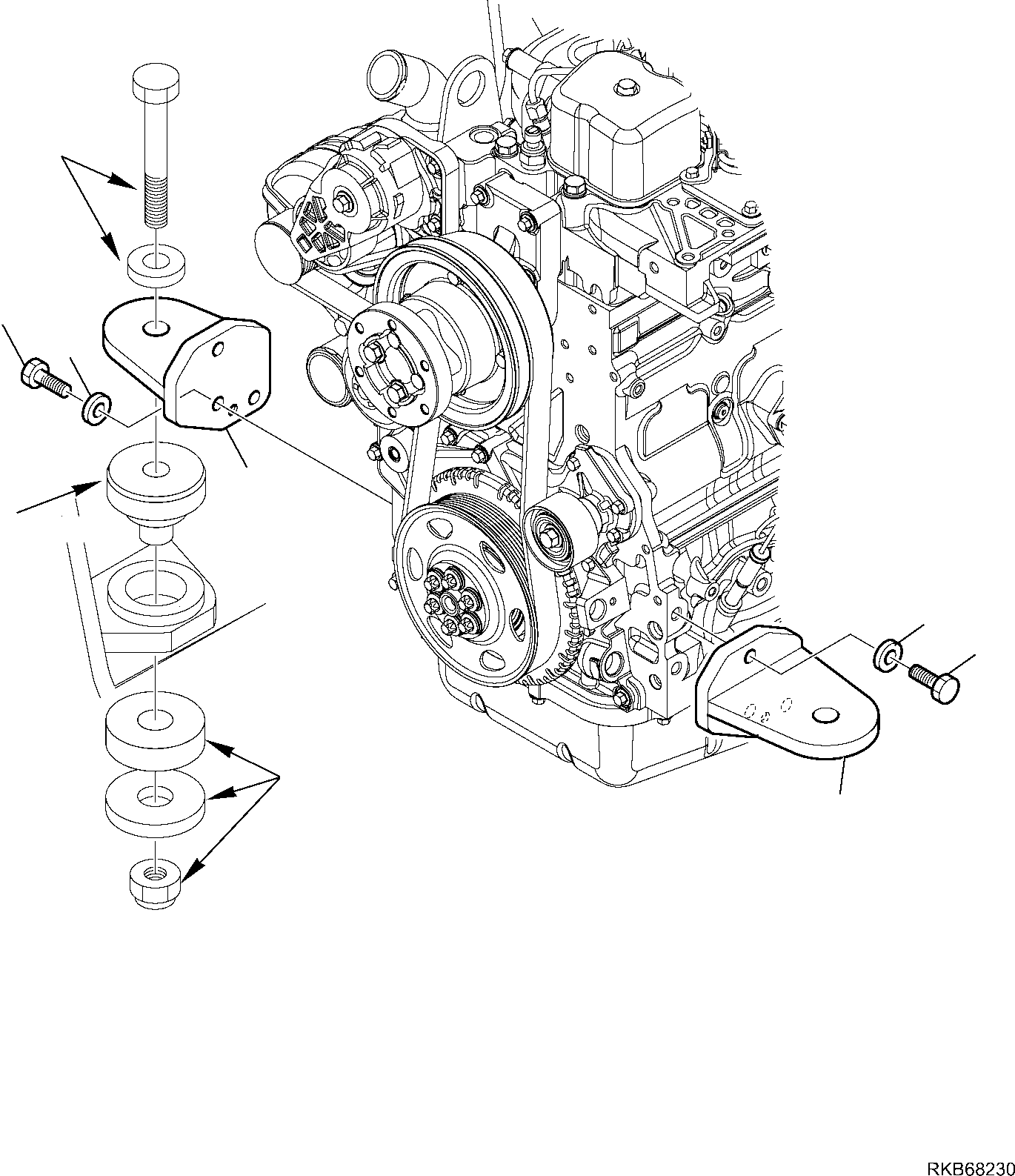 Backhoeloaders Komatsu / WB93S-5E0 S/N F20003-Up(wb93s5e0) / ENGINE (MOUNTING PARTS)(B-1000 : 1000)