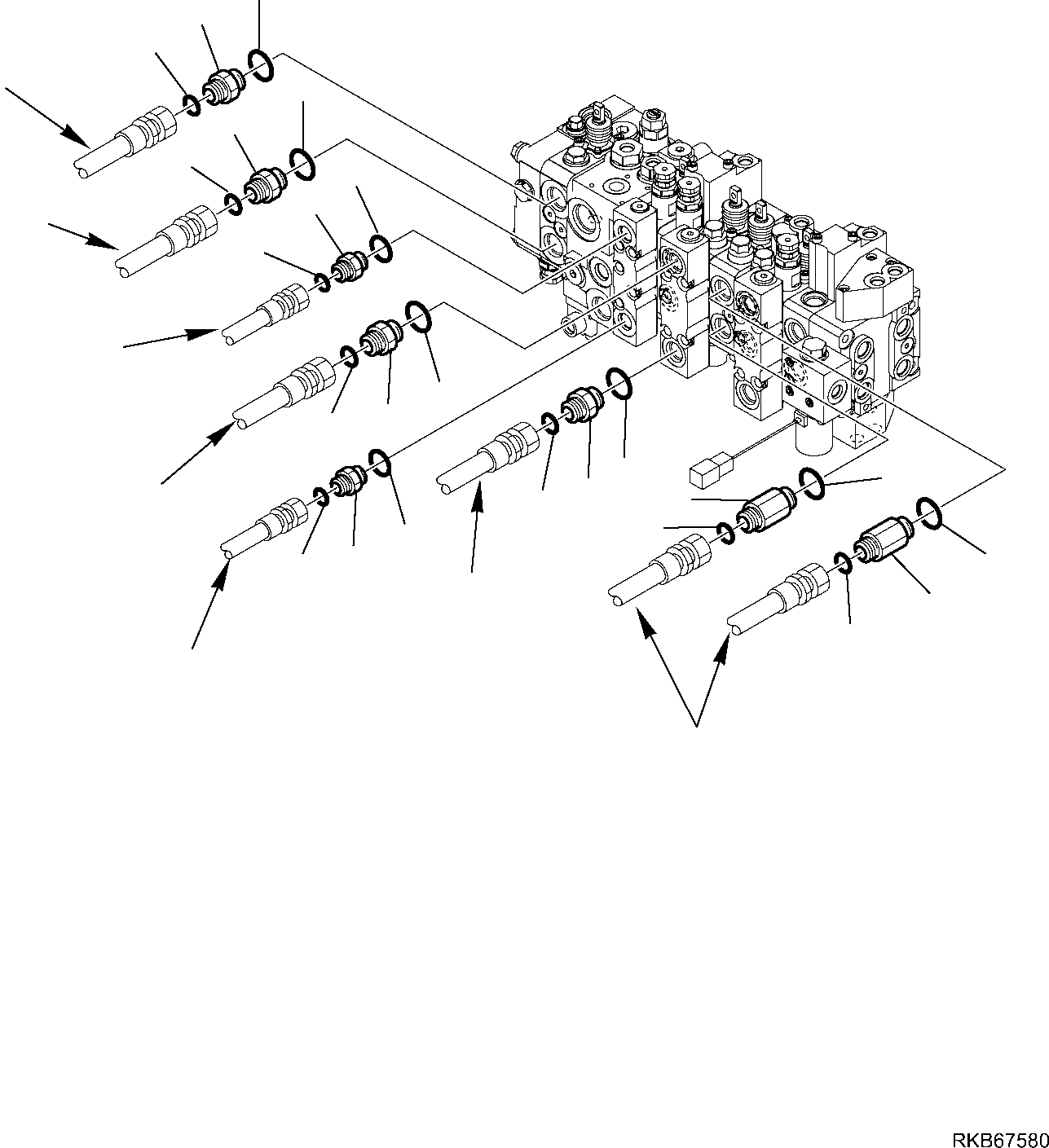 Backhoeloaders Komatsu / WB93S-5E0 S/N F20003-Up(wb93s5e0) / CONTROL VALVE (10-ELEMENTS) (2/3)(F-6384 : 6384)