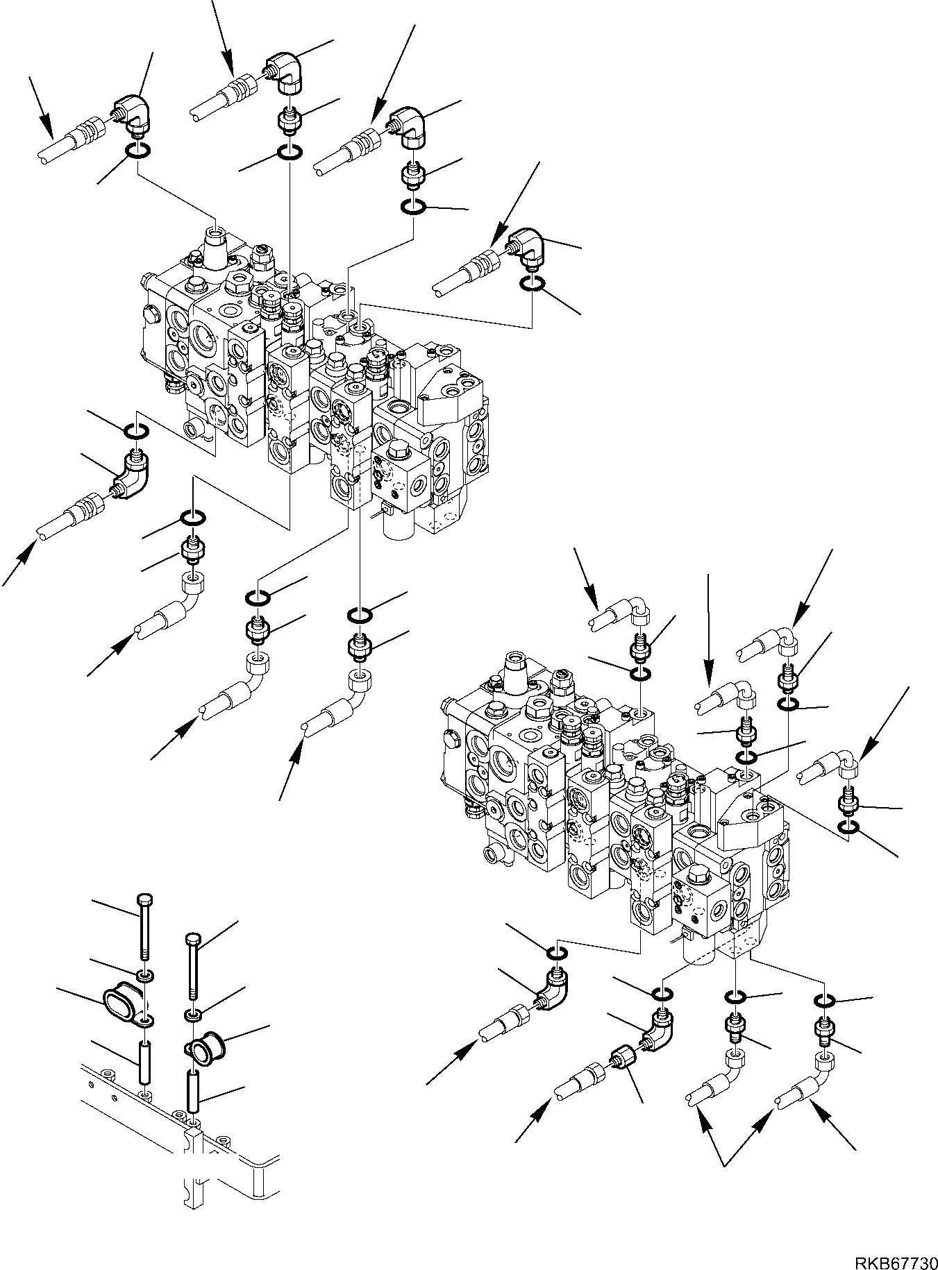 Backhoeloaders Komatsu / WB93S-5E0 S/N F20003-Up(wb93s5e0) / CONTROL VALVE (10-ELEMENTS) (WITH BACKHOE PPC) (1/3)(F-6386 : 6386)