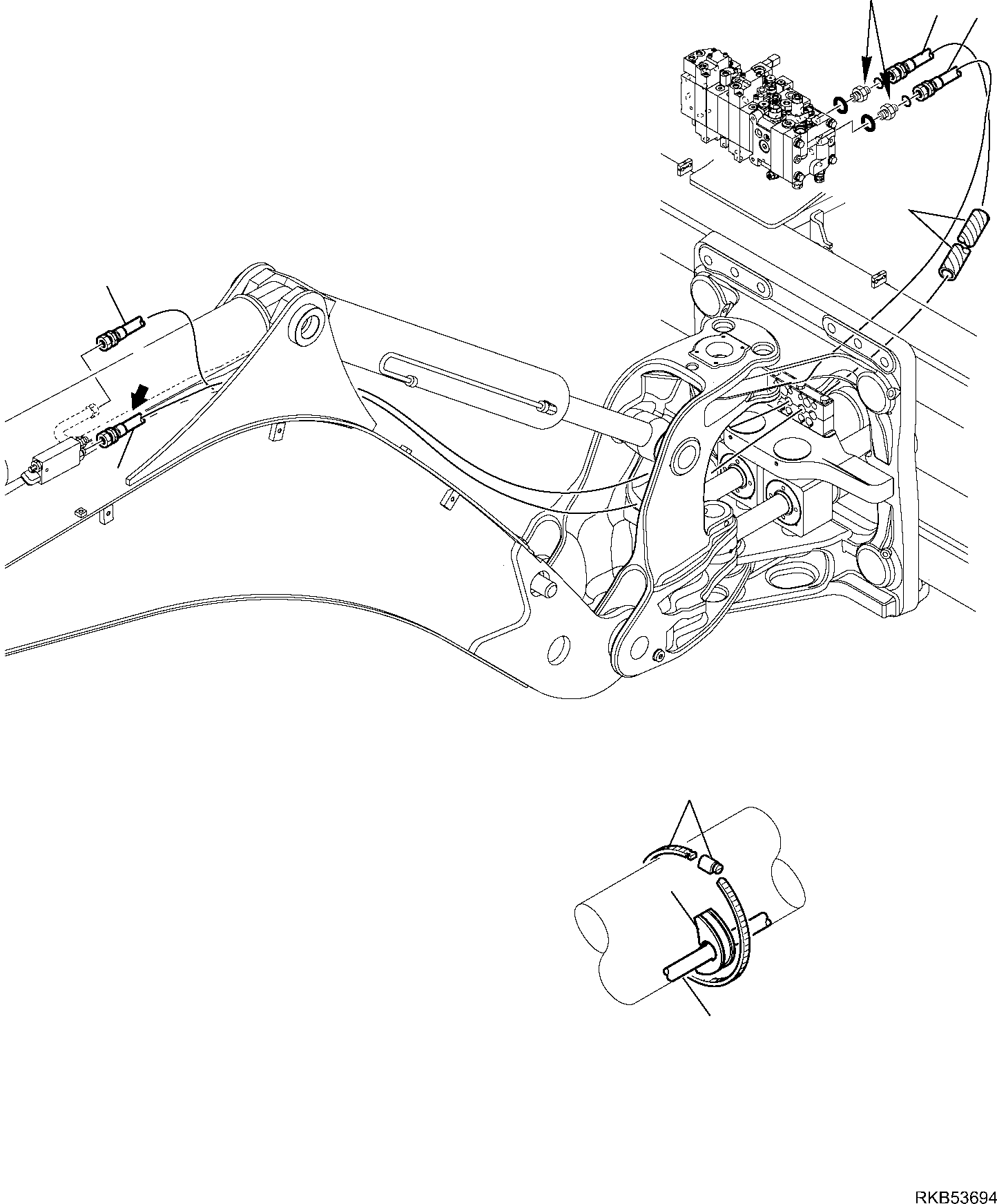 Backhoeloaders Komatsu / WB93S-5E0 S/N F20003-Up(wb93s5e0) / HYDRAULIC PIPING (ARM LINE) (SAFETY VALVE) (1/2)(F-6737 : 6737)