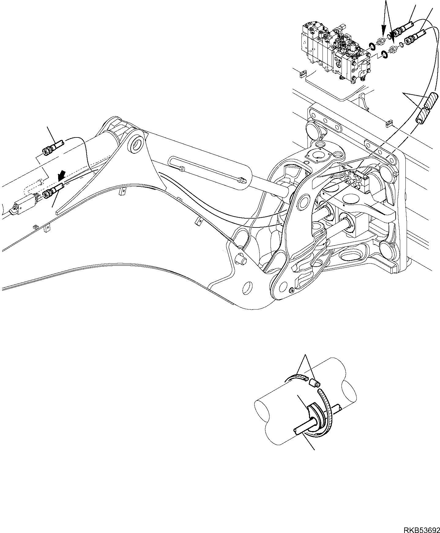 Backhoeloaders Komatsu / WB93S-5E0 S/N F20003-Up(wb93s5e0) / HYDRAULIC PIPING (ARM LINE) (WITH TELESCOPIC ARM) (SAFETY VALVE) (1/2)(F-6738 : 6738)