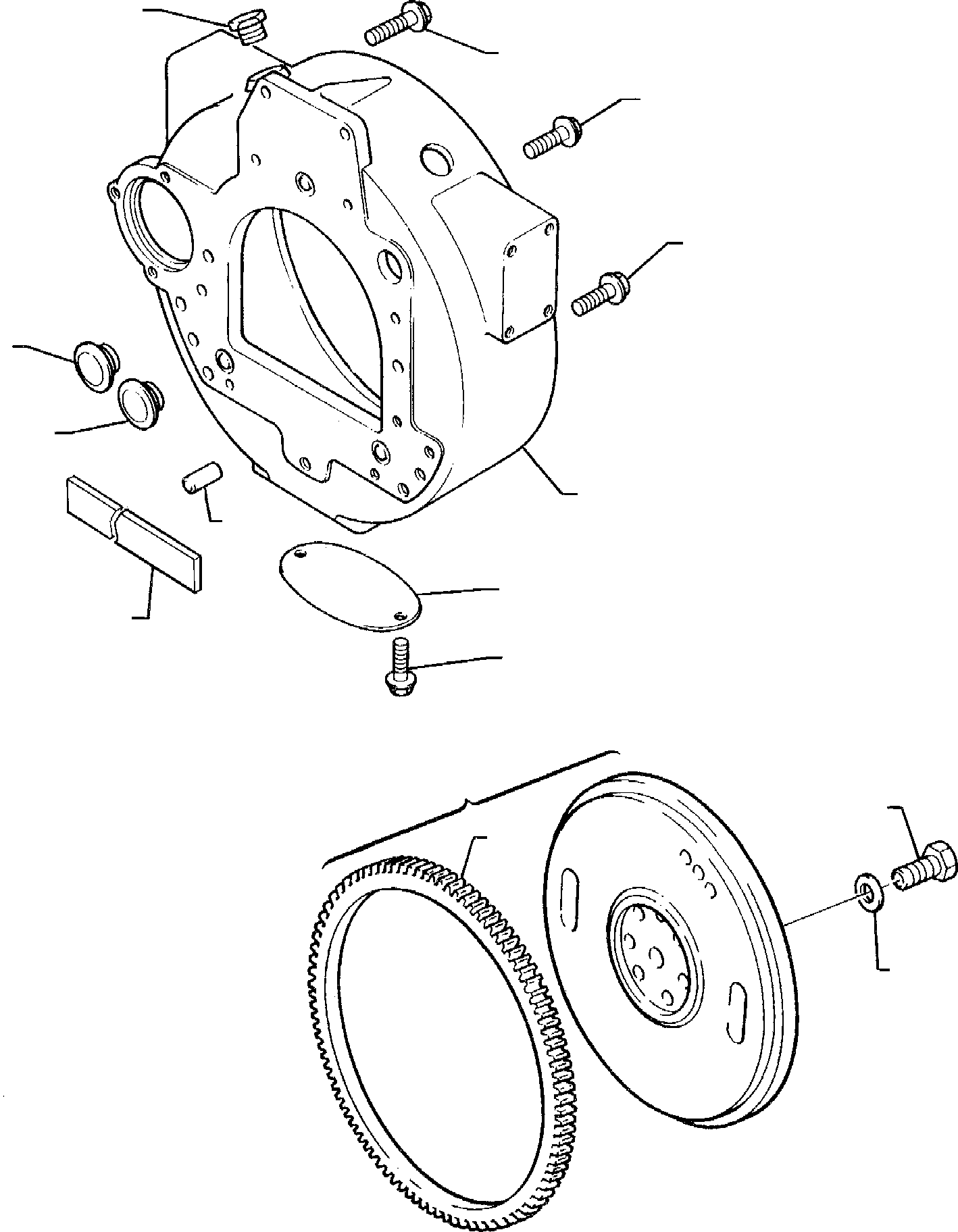 Backhoeloaders Komatsu / WB95R-1 WB97R-1 S/N 8901442-Up(wb9597r1) / FLIWHEEL HOUSING, FLYWHEEL AND STARTER RING (ASPIRATED ENGINE)(A-0170 : 0221)