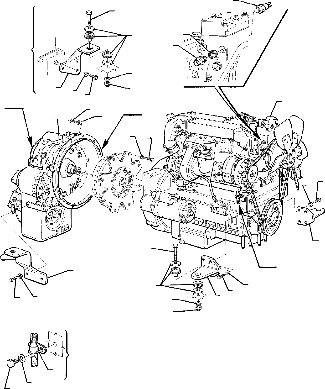 Backhoeloaders Komatsu / WB95R-1 WB97R-1 S/N 8901442-Up(wb9597r1) / ENGINE MOUNTING PART AND POWER TAKE OFF (ASPIRATED ENGINE)(B-0010 : 1000)