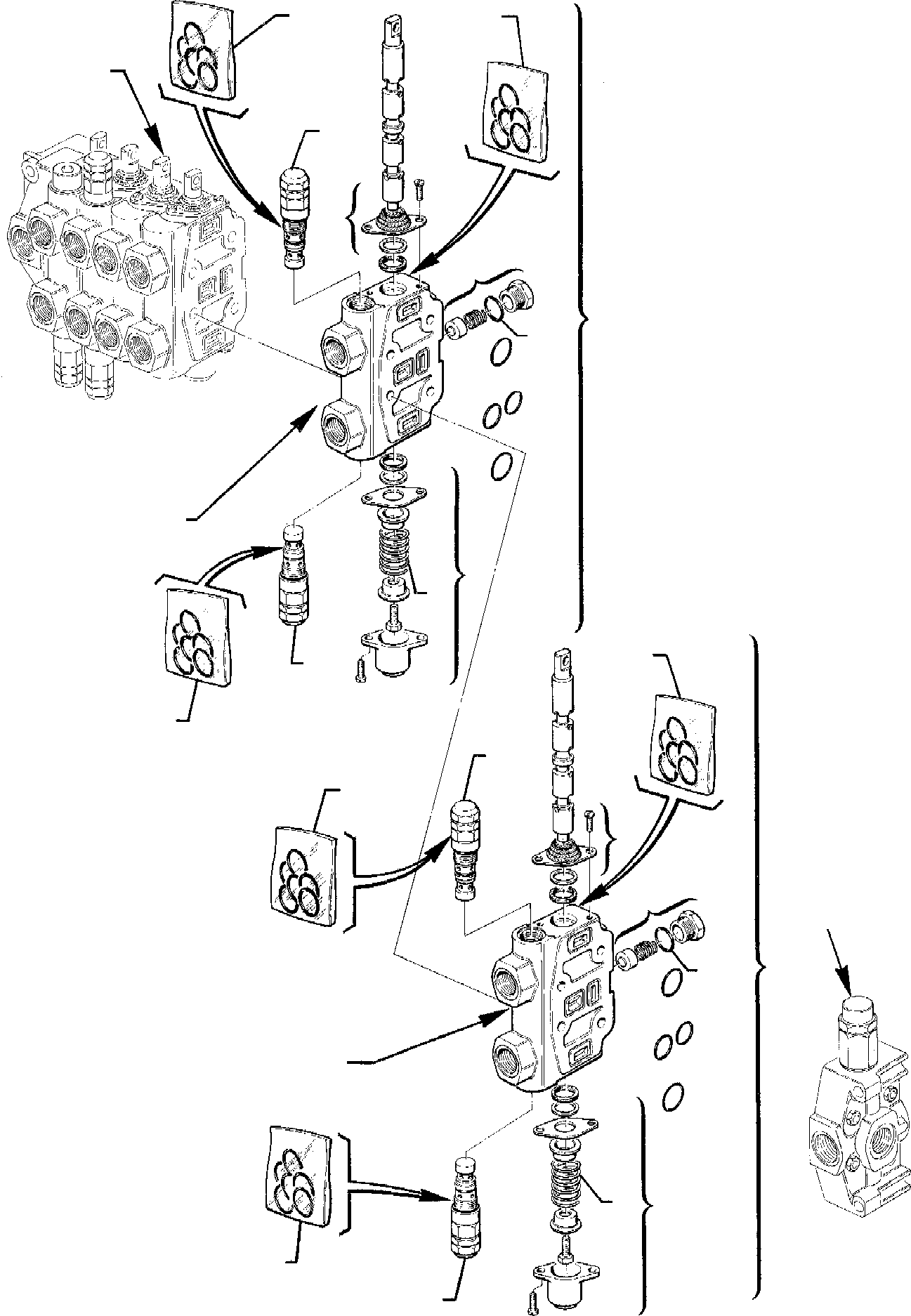 Backhoeloaders Komatsu / WB95R-1 WB97R-1 S/N 8901442-Up(wb9597r1) / BACKHOE CONTROL VALVE (2/3) (PARALLEL TYPE)(F-0090 : 6252)