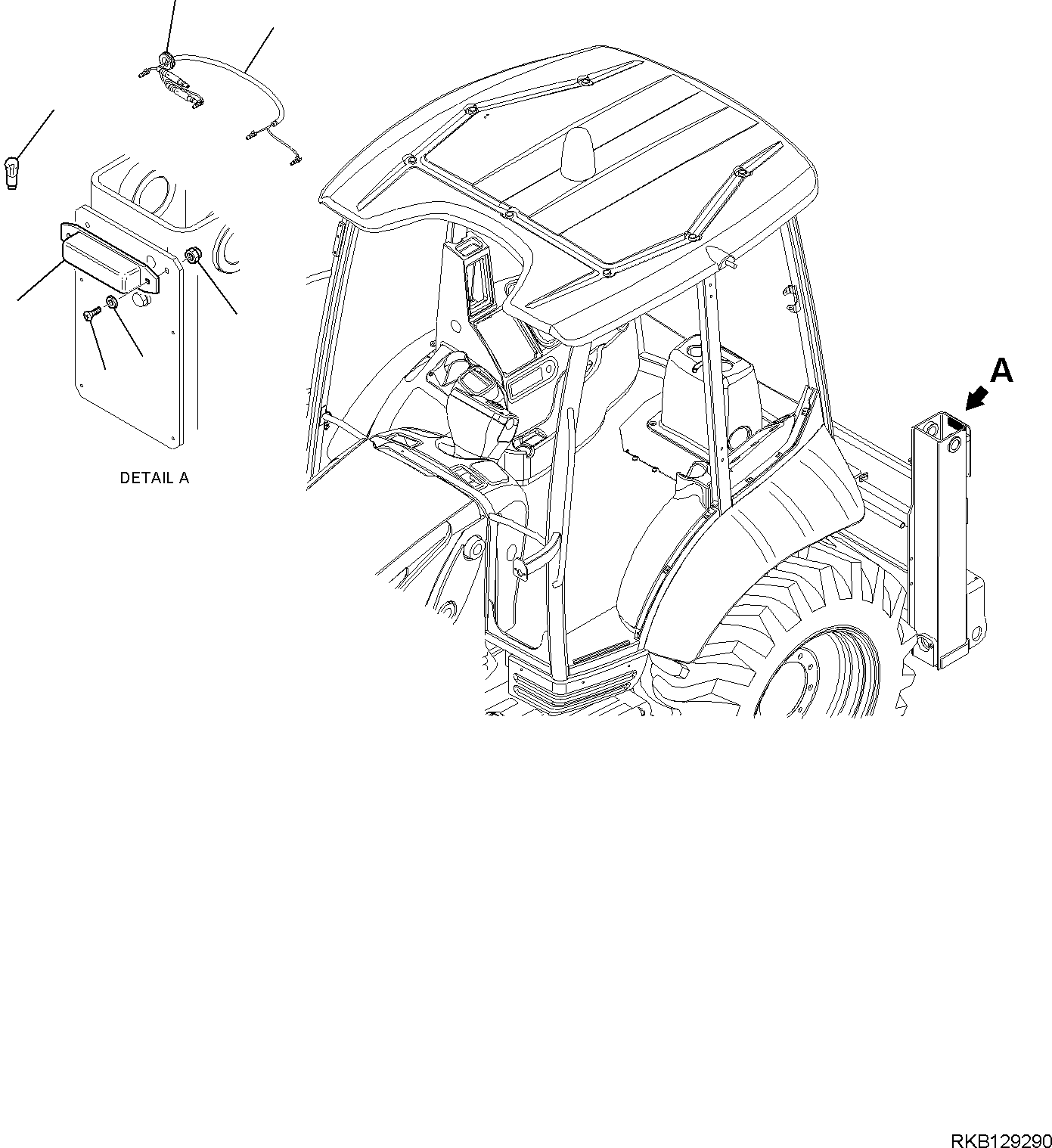 Komatsu parts book diagram for WB97S-8E0 S/N F45003 AND UP: WIRING HARNESS, LICENSE PLATE LIGHT