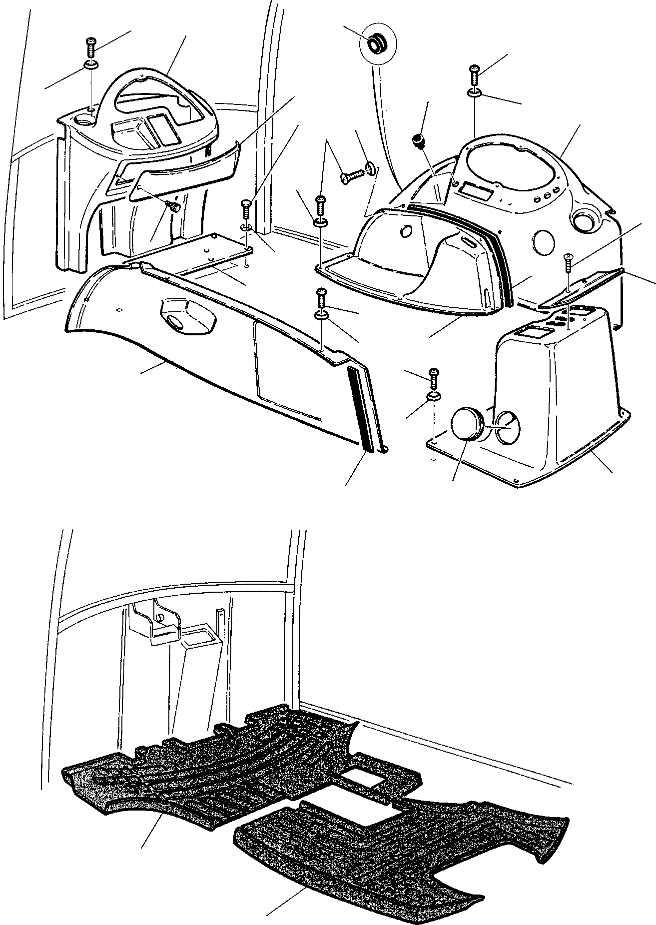 Backhoeloaders Komatsu / WB97S-2 S/N 97SF10001-Up(wb97s_2) / DASHBOARD, FLOOR MAT (CABIN)(E-0050 : 5100)