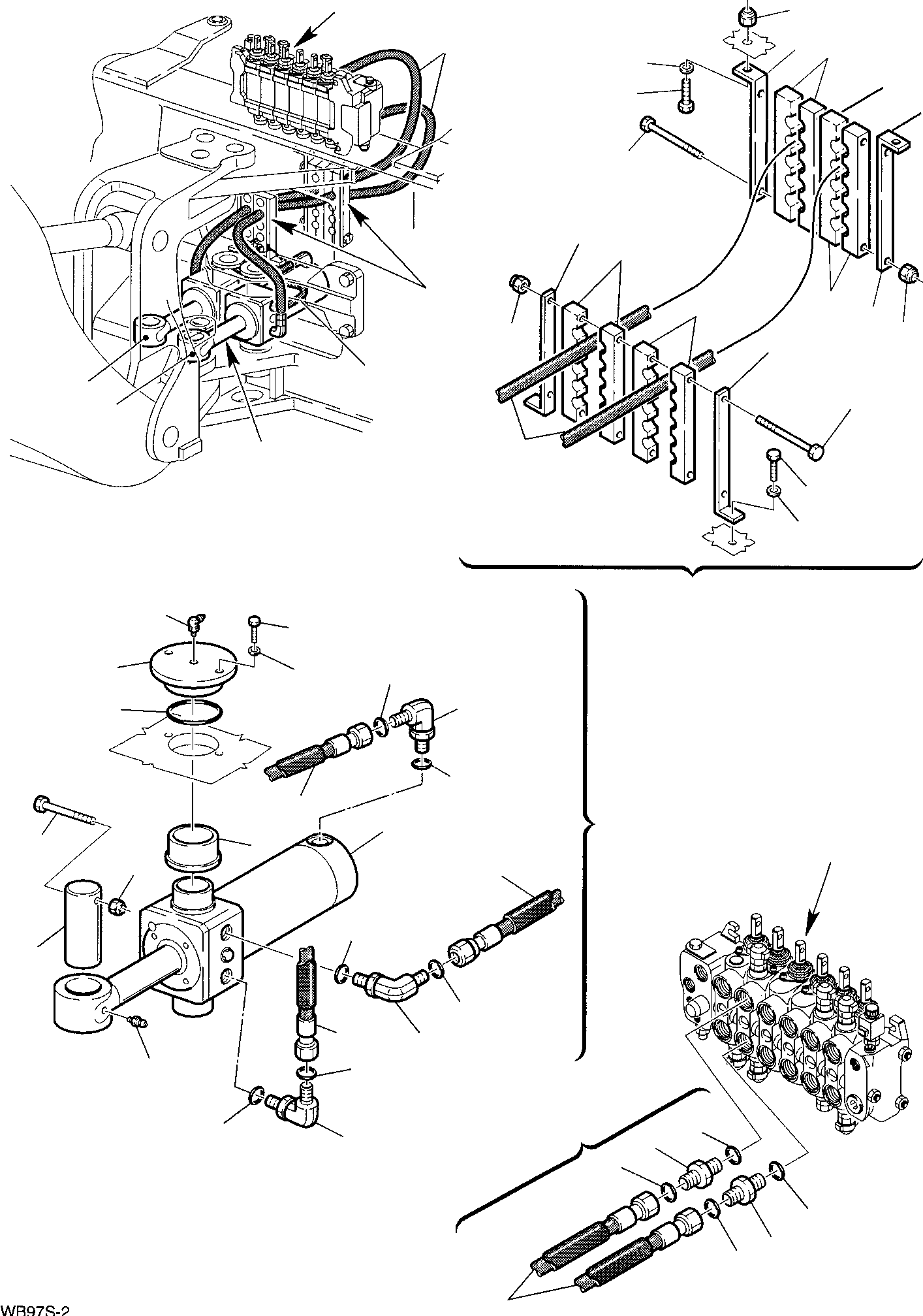 Backhoeloaders Komatsu / WB97S-2 S/N 97SF10001-Up(wb97s_2) / HYDRAULIC PIPING (BOOM SWING CYLINDER LINE)(F-0530 : 6700)