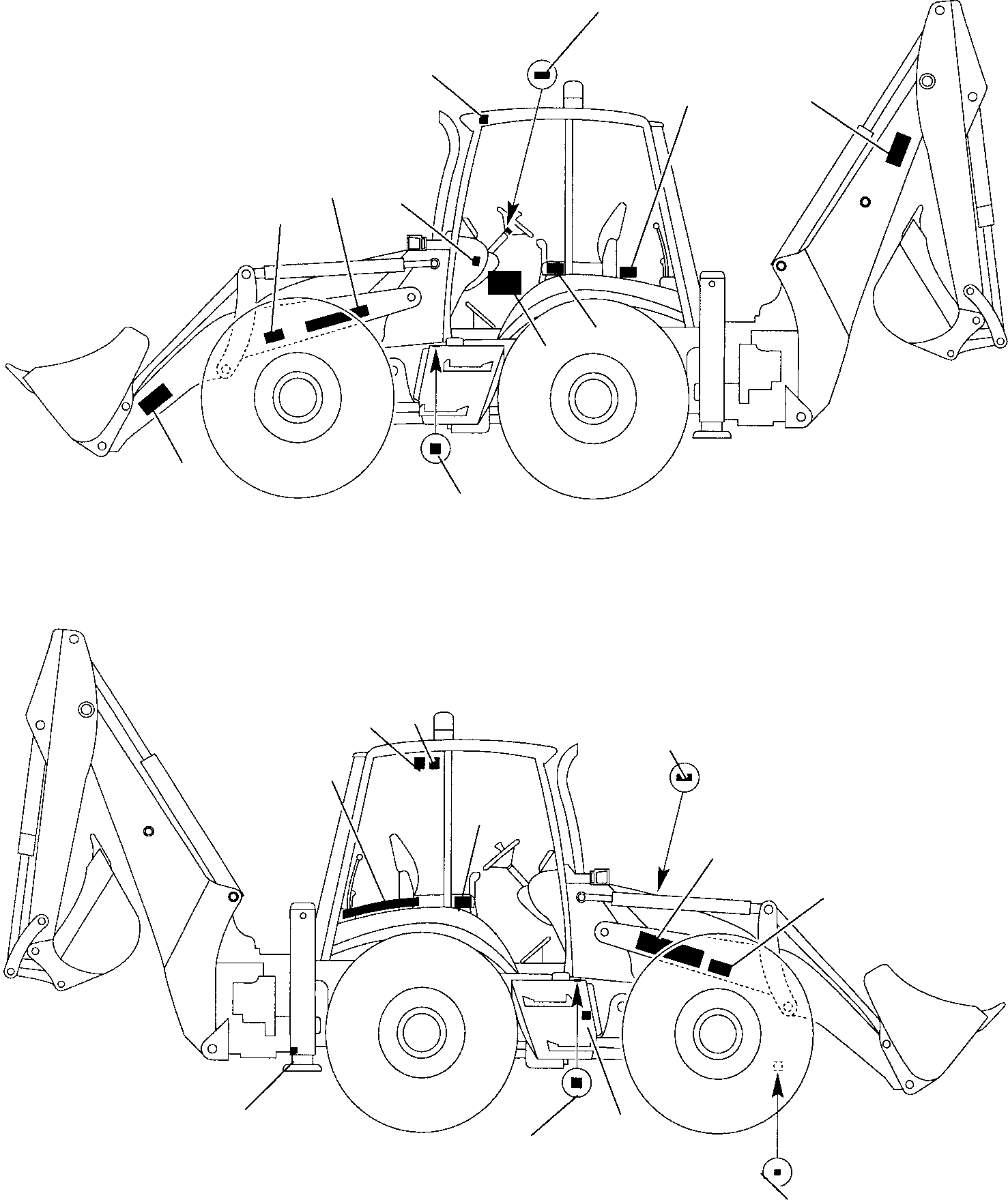 Backhoeloaders Komatsu / WB97S-2 S/N 97SF10001-Up(wb97s_2) / STICKERS - WARNING PLATE (1/3)(H-0010 : 9810)