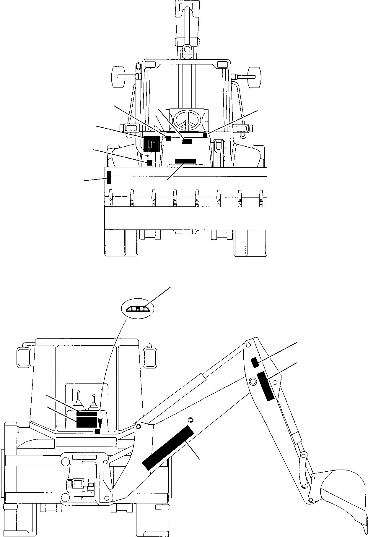 Backhoeloaders Komatsu / WB97S-2 S/N 97SF10001-Up(wb97s_2) / STICKERS - WARNING PLATE (2/3)(H-0020 : 9820)