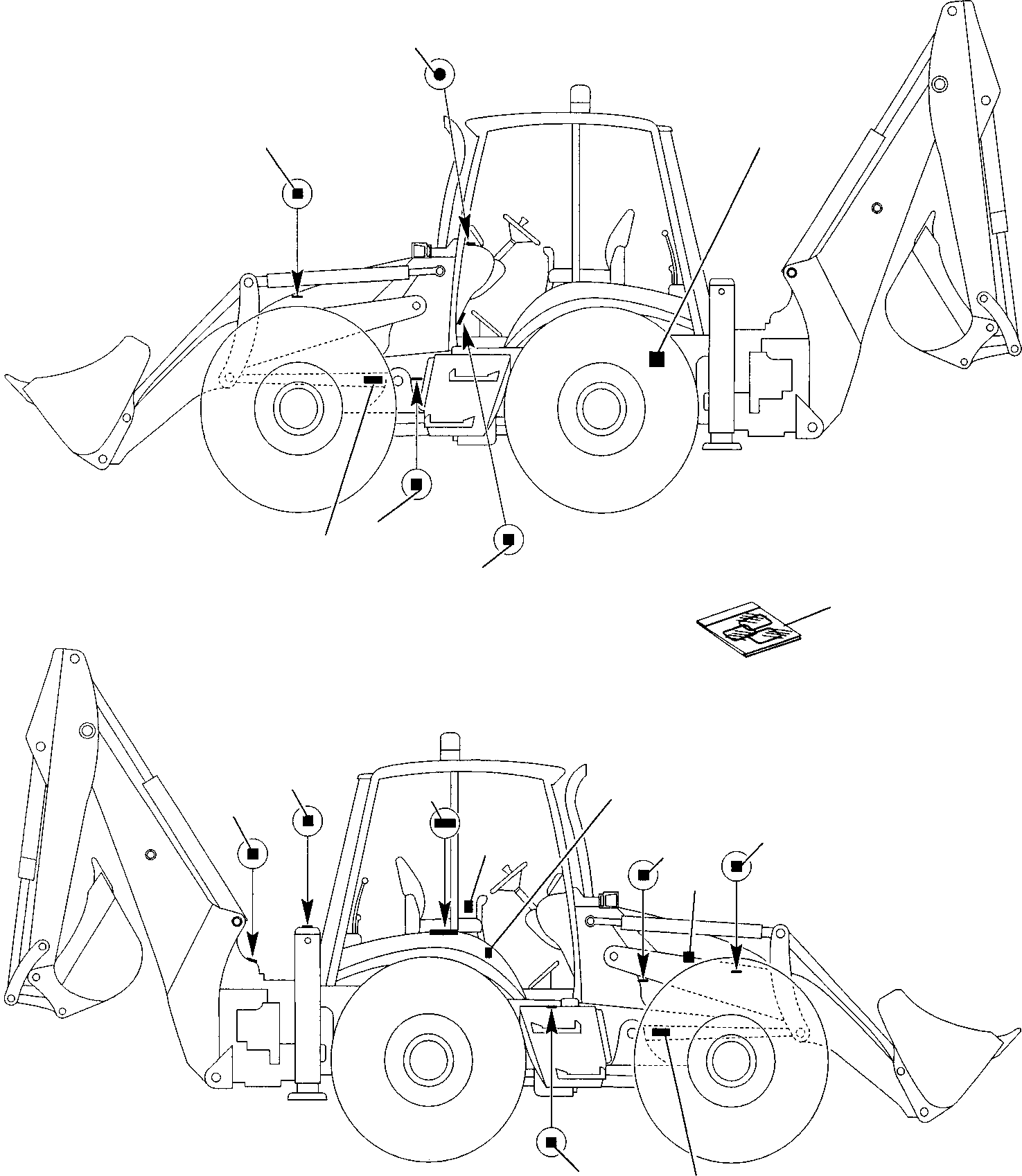 Backhoeloaders Komatsu / WB97S-2 S/N 97SF10001-Up(wb97s_2) / STICKERS - WARNING PLATE (3/3)(H-0030 : 9830)
