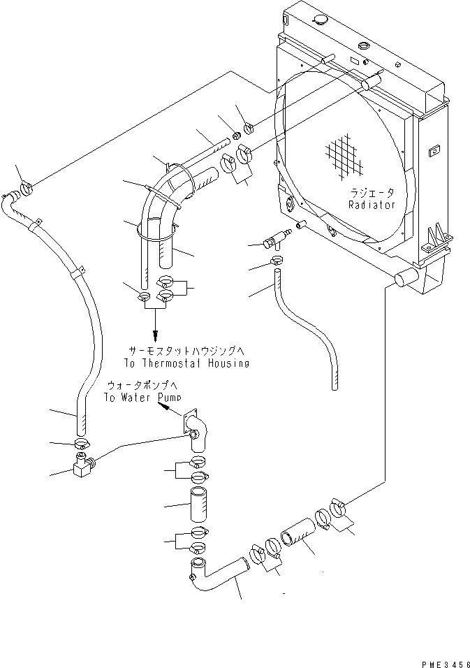 Komatsu parts book diagram for WD500-3 S/N 50001-UP: RADIATOR (RADIATOR PIPING)