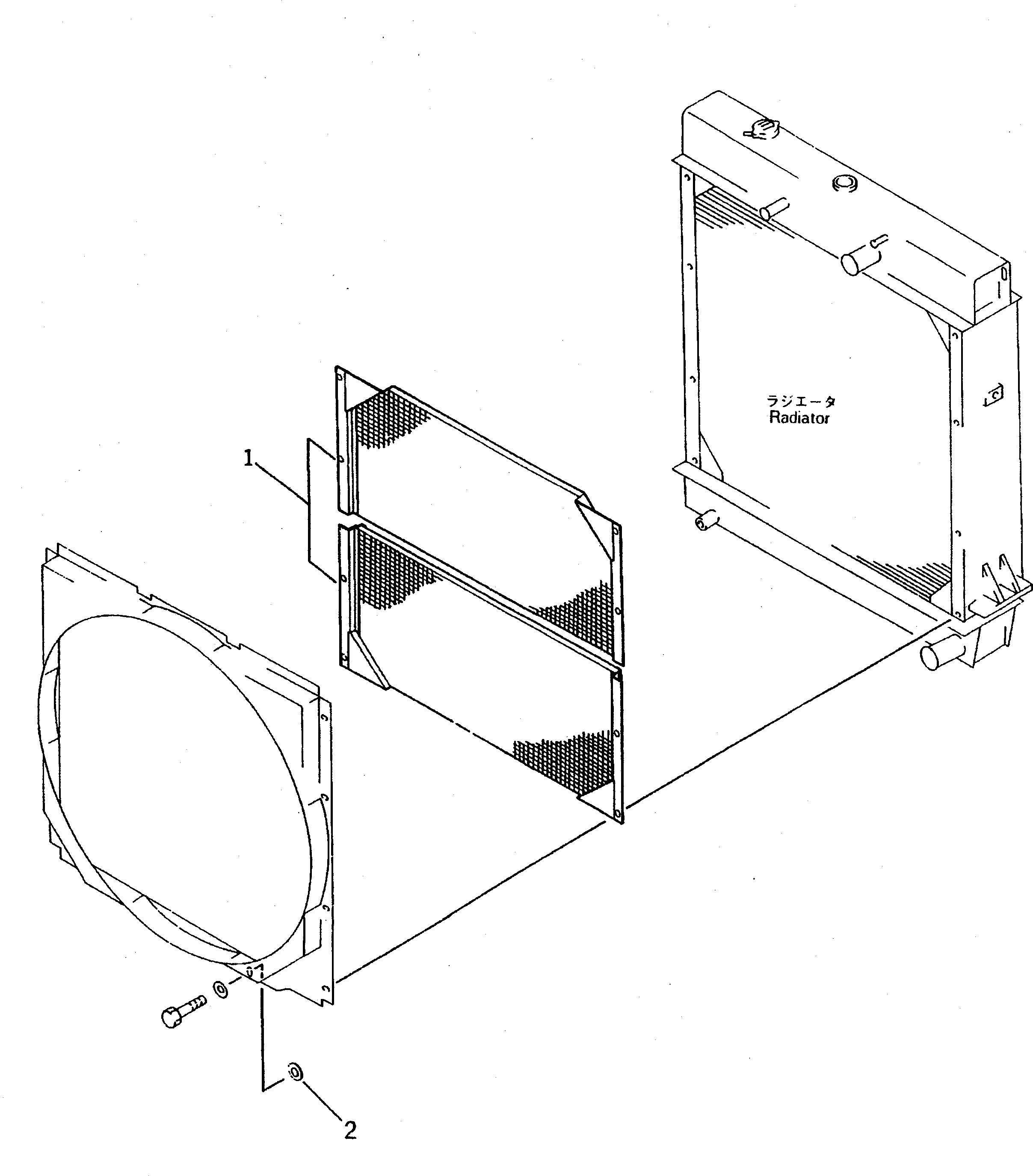 Komatsu parts book diagram for WD500-3 S/N 50001-UP: RADIATOR (DUST AND DIRT PROTECTOR)
