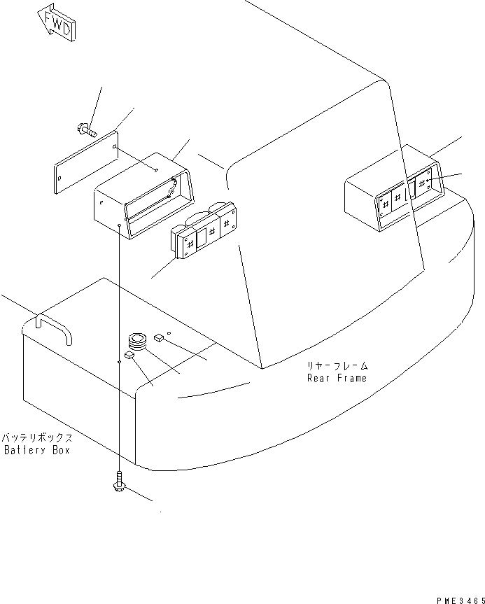 Komatsu parts book diagram for WD500-3 S/N 50001-UP: BATTERY BOX (REAR COMBINATION LAMP)
