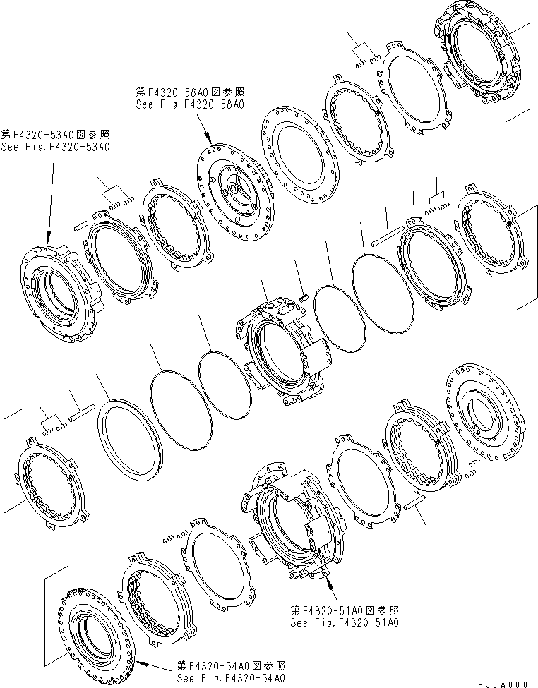 Komatsu parts book diagram for WD500-3 S/N 50001-UP: TRANSMISSION (4TH AND 3RD HOUSING)
