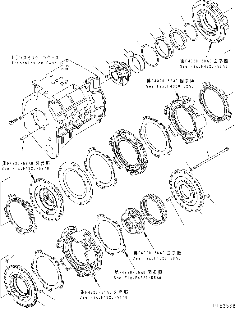 Komatsu parts book diagram for WD500-3 S/N 50001-UP: TRANSMISSION (TRANSMISSION CAGE)