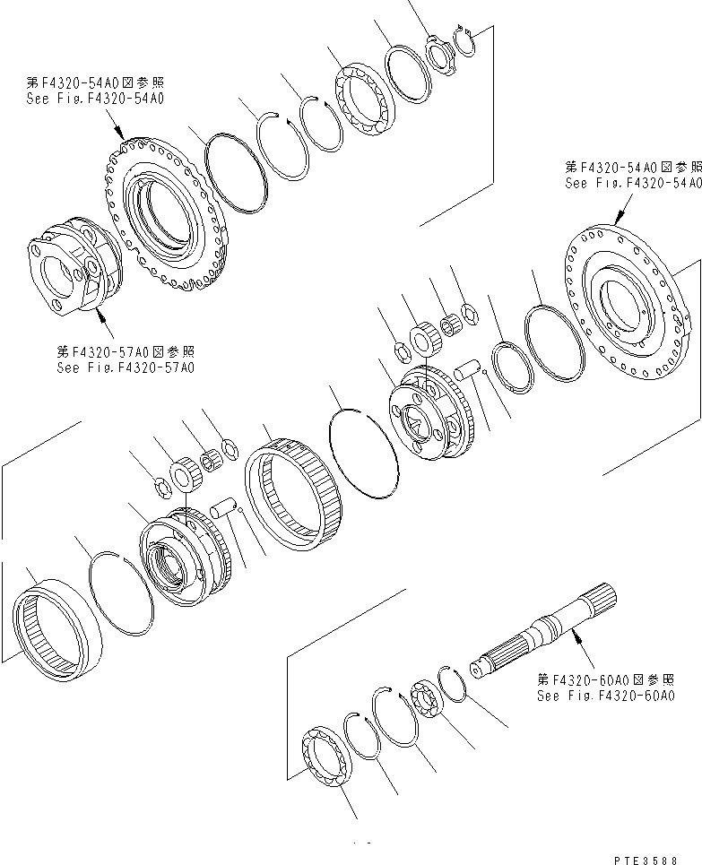 Komatsu parts book diagram for WD500-3 S/N 50001-UP: TRANSMISSION (REVERSE AND FORWARD CARRIER)