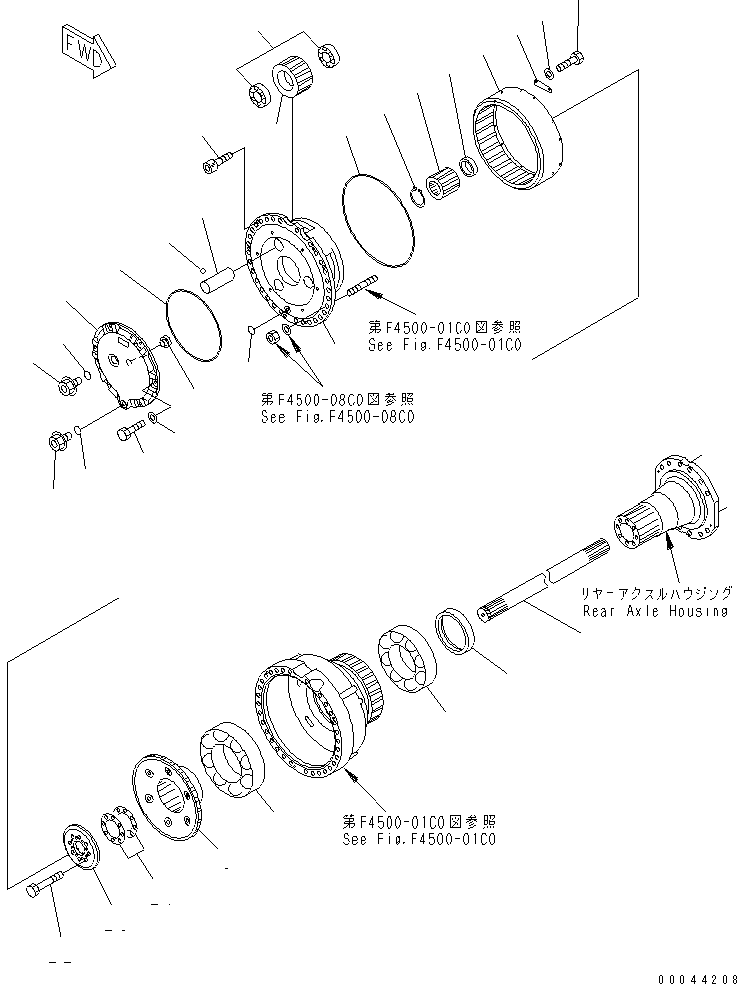 Komatsu parts book diagram for WD500-3 S/N 50001-UP: REAR AXLE (FINAL DRIVE) (R.H.)(#.-)