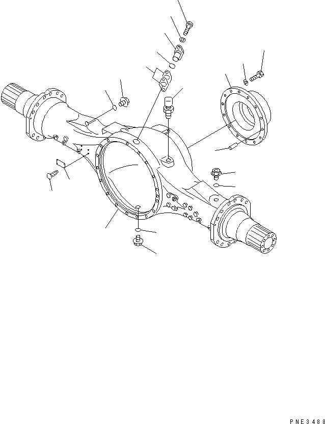 Komatsu parts book diagram for WD500-3 S/N 50001-UP: REAR AXLE (HOUSING)(#.-)