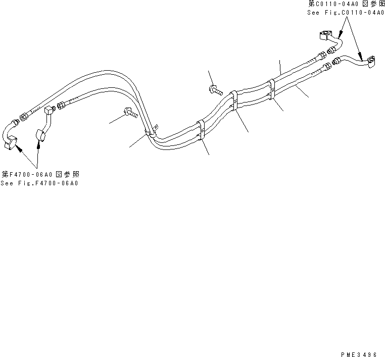 Komatsu parts book diagram for WD500-3 S/N 50001-UP: TORQUE CONVERTER AND TRANSMISSION LINE (OIL COOLER PIPING ? CONNECTING HOSE)(#50001-50005)