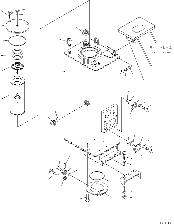 Komatsu parts book diagram for WD500-3 S/N 50001-UP: HYDRAULIC TANK(#50001-50005)