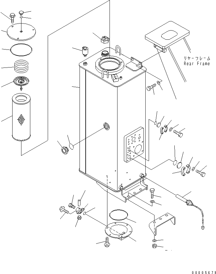 Komatsu parts book diagram for WD500-3 S/N 50001-UP: HYDRAULIC TANK (-30 DEG. SPEC.)(#50011-)