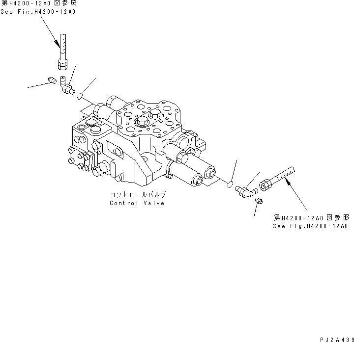 Komatsu parts book diagram for WD500-3 S/N 50001-UP: HYDRAULIC MAIN VALVE (CONNECTING PARTS)