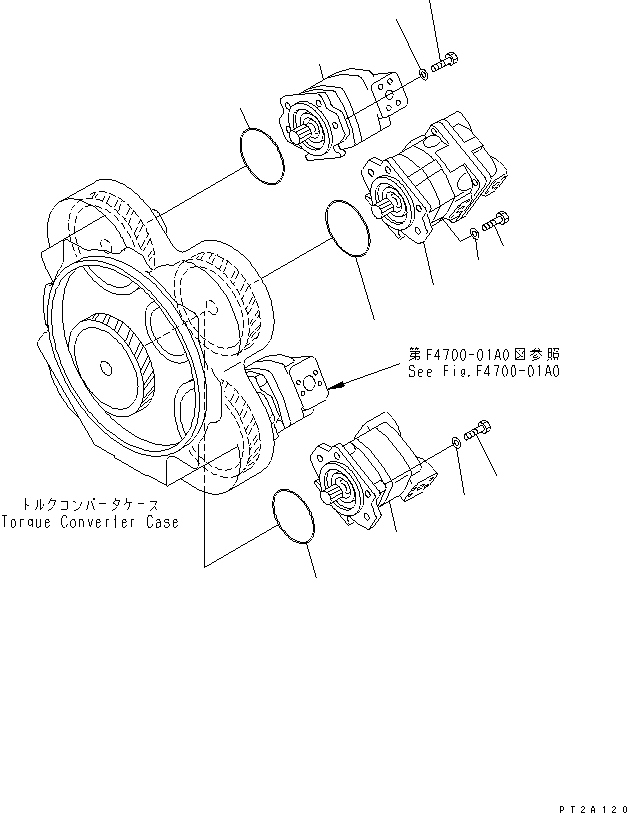 Komatsu parts book diagram for WD500-3 S/N 50001-UP: PUMP (PUMP AND MOUNTING PARTS)
