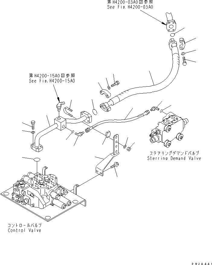 Komatsu parts book diagram for WD500-3 S/N 50001-UP: HYDRAULIC PIPING (LOADER PUMP TO CONTROL VALVE ? 2/2)