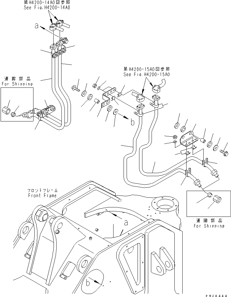 Komatsu parts book diagram for WD500-3 S/N 50001-UP: HYDRAULIC PIPING (TILT CYLINDER LINE ? 2/2)