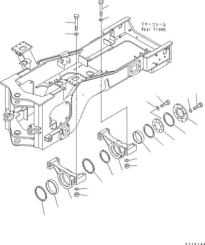 Komatsu parts book diagram for WD500-3 S/N 50001-UP: REAR AXLE SUPPORT