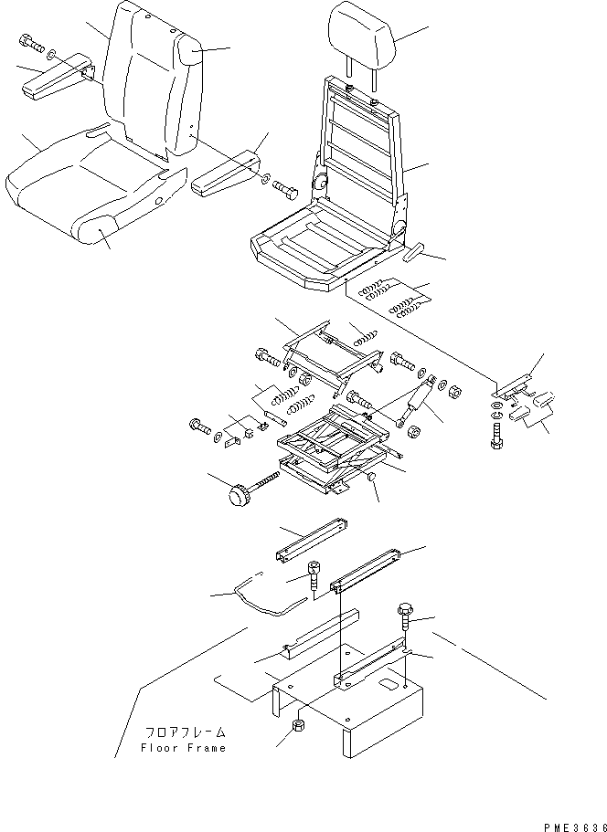 Komatsu parts book diagram for WD500-3 S/N 50001-UP: OPERATOR'S SEAT (FABRIC TYPE)