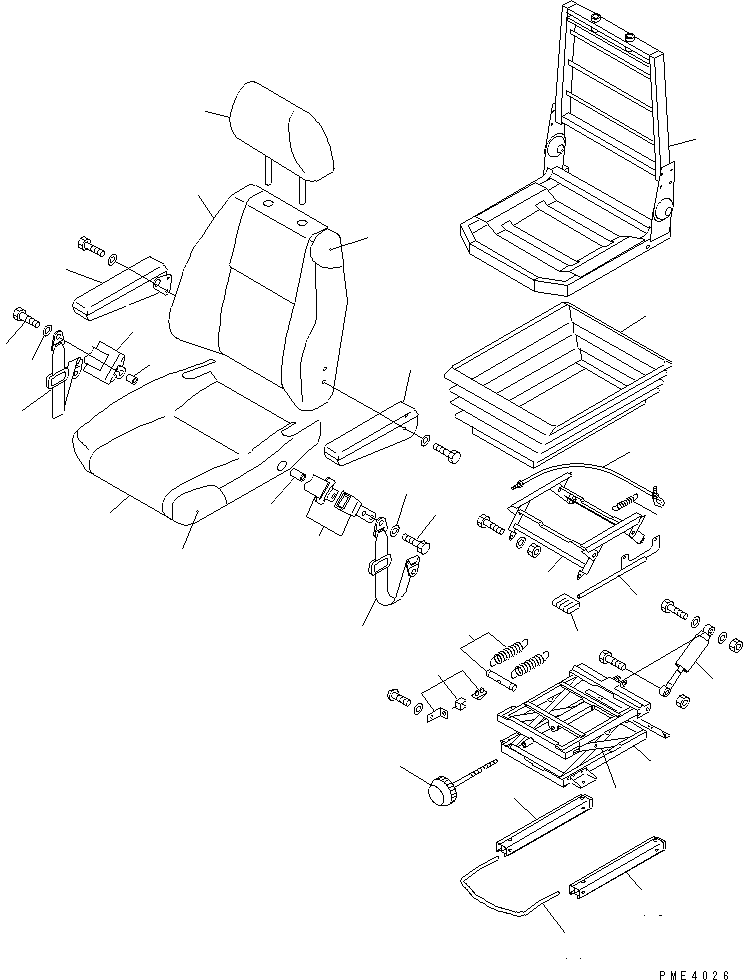 Komatsu parts book diagram for WD500-3 S/N 50001-UP: OPERATOR'S SEAT (SEAT AND SEAT BELT) (WITH LUMBAR SUPPORT)