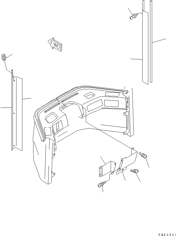 Komatsu parts book diagram for WD500-3 S/N 50001-UP: OPERATOR'S CAB (INTERIOR TRIM ? 2/2)