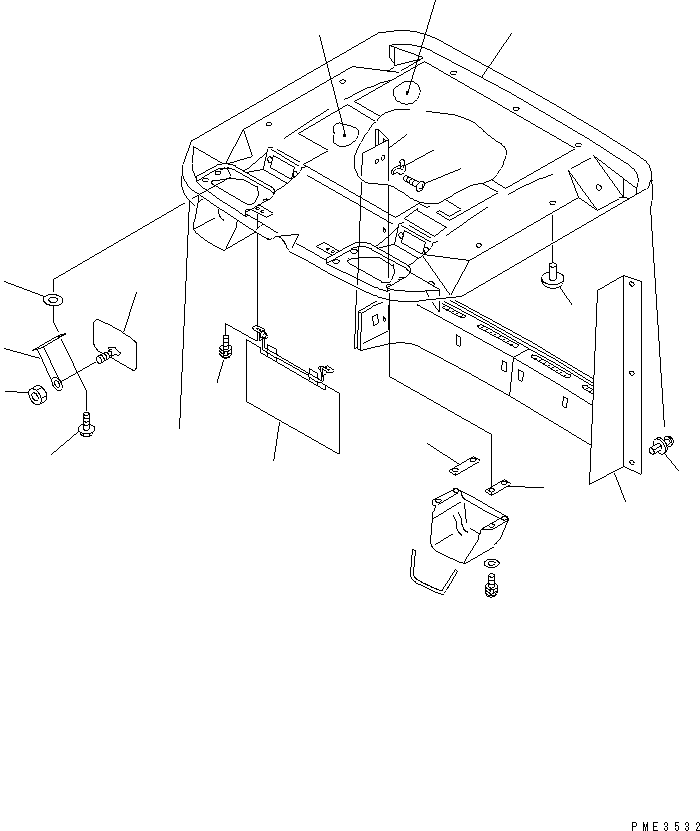 Komatsu parts book diagram for WD500-3 S/N 50001-UP: OPERATOR'S CAB (PILLAR COVER AND ROOF ? INSIDE)