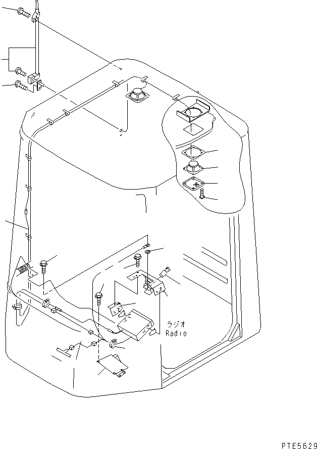 Komatsu parts book diagram for WD500-3 S/N 50001-UP: OPERATOR'S CAB (ANTENNA AND SPEAKER) (WITH RADIO OR CASSETTE)