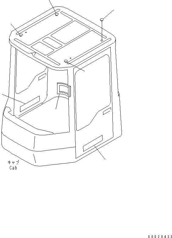 Komatsu parts book diagram for WD500-3 S/N 50001-UP: OPERATOR'S CAB (ROOF CAP ? KOMATSU PLATE) (#50001-#50005)(#50001-50005)