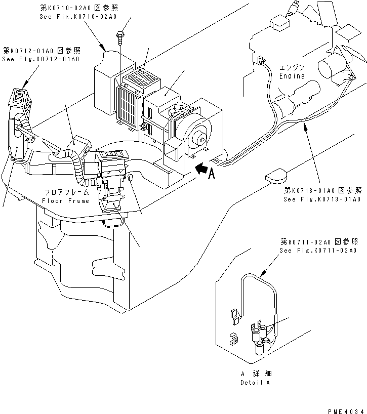 Komatsu parts book diagram for WD500-3 S/N 50001-UP: HEATER (HEATER KIT)