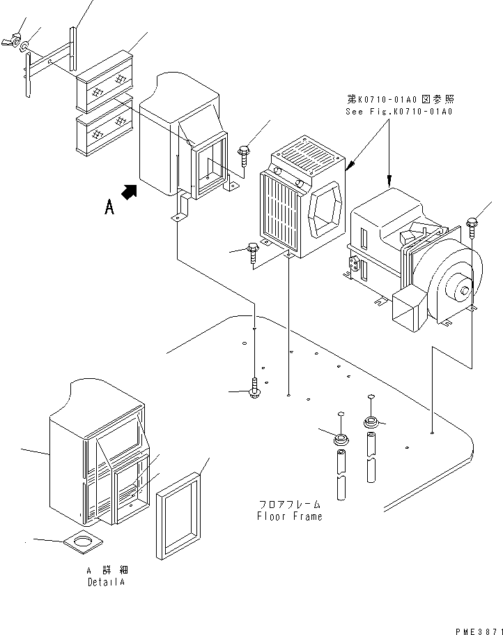 Komatsu parts book diagram for WD500-3 S/N 50001-UP: AIR CONDITIONER (FILTER BOX)