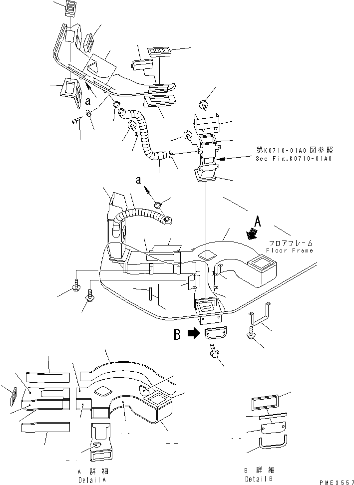 Komatsu parts book diagram for WD500-3 S/N 50001-UP: AIR CONDITIONER AND DUCT