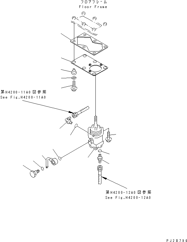 Komatsu parts book diagram for WD500-3 S/N 50001-UP: FLOOR (P.P.C. VALVE LINE)