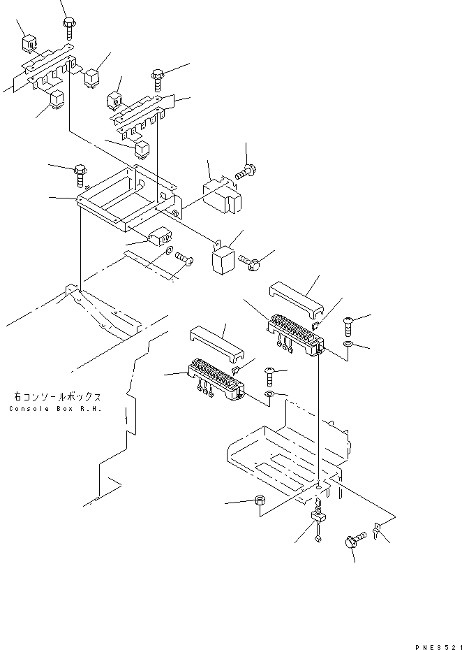 Komatsu parts book diagram for WD500-3 S/N 50001-UP: FLOOR HARNESS (RELAY AND FUSE)